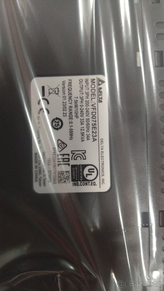 FREKVENČNÍ MĚNIČ DELTA ELECTRONICS VFD-E 7,5KW 3x230V - 6