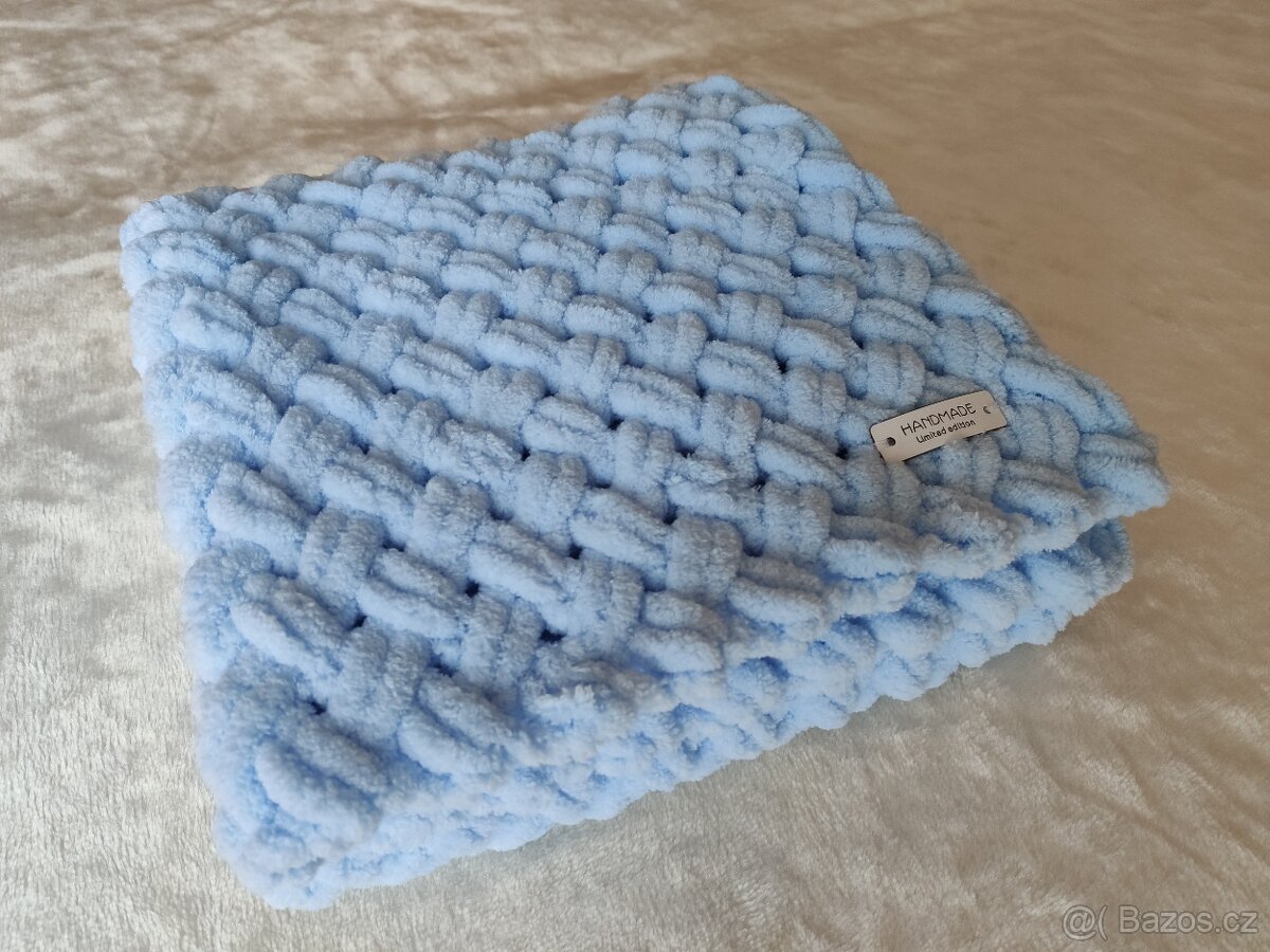 Pletená dětská deka svetlomodrá - 6