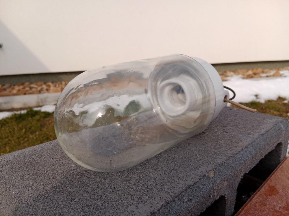 Stara sklokeramicka zavesna lampa - 6