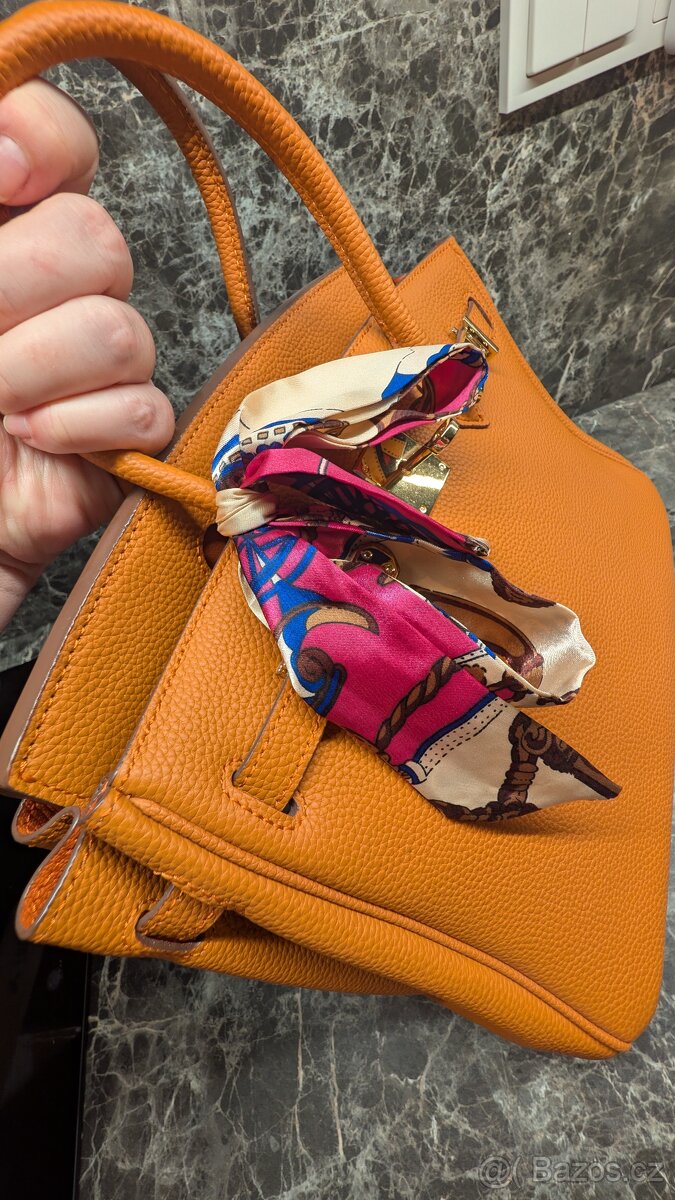 Kožená oranžová kabelka - 6