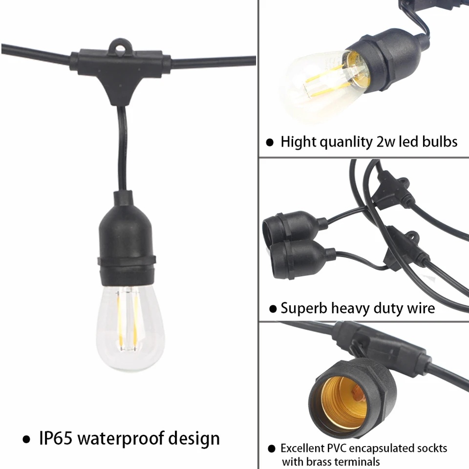 Světelný řetěz ŽÁROVKY 15m / 15 LED žárovek / 220V - 6