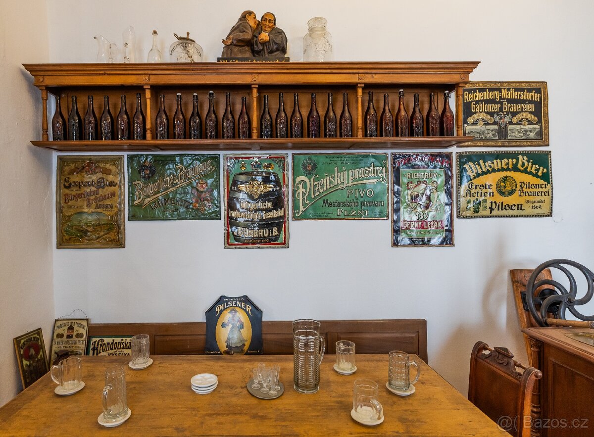 Sbírám STARÉ PIVNÍ LAHVE, SKLENICE, PULLITRY A REKLAMY - 6