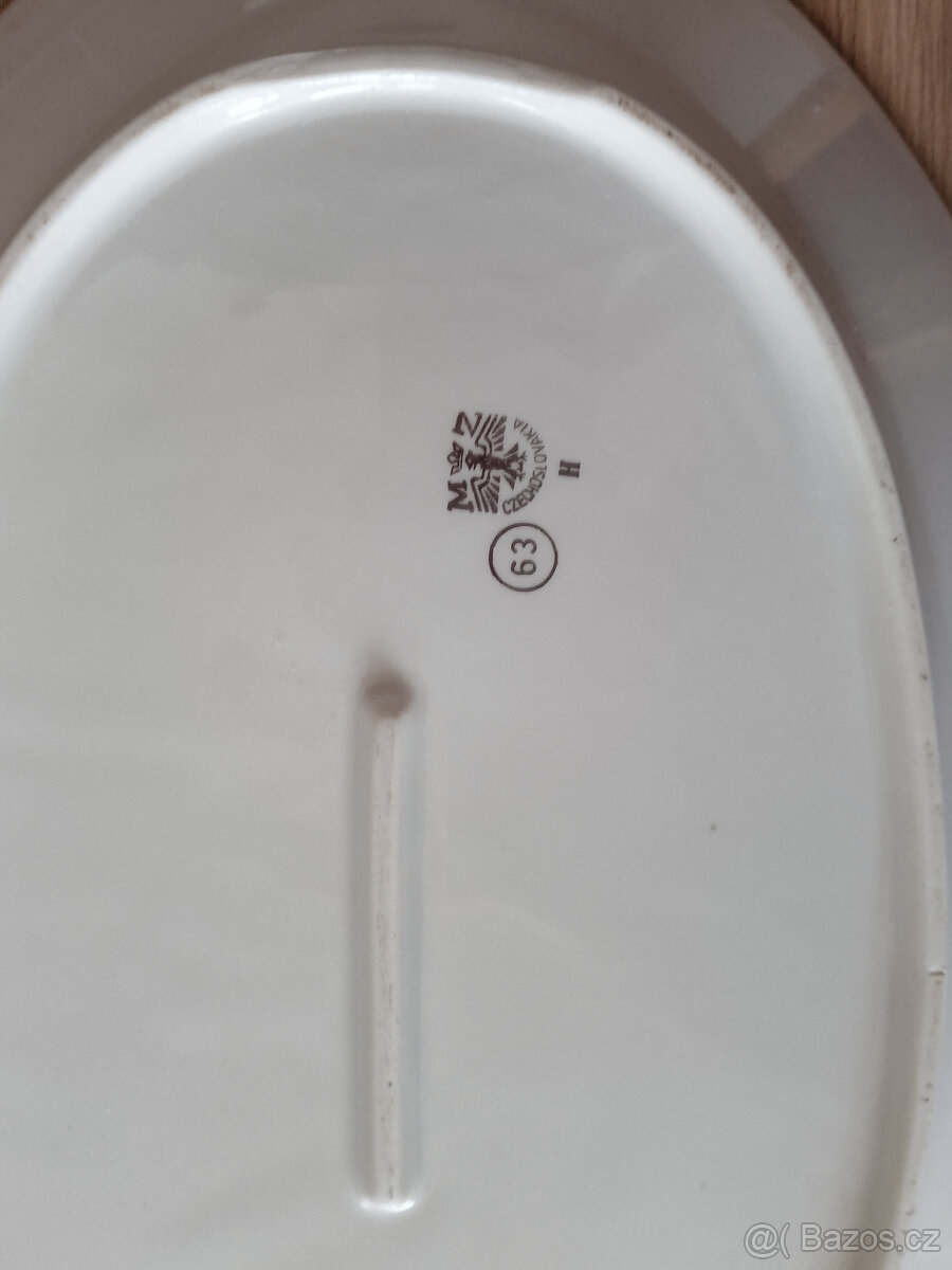 Retro porcelánový oválný talíř - 6