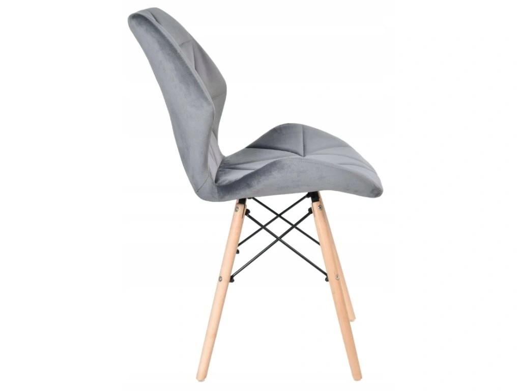 Nová sada 4 jídelní židle, šedá samet, dřevo - 6