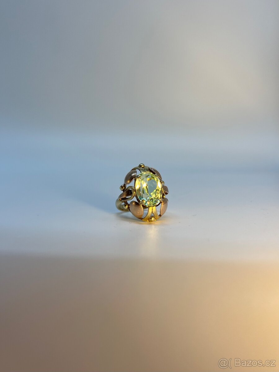 Krásný zlatý prsten - peridot - 6