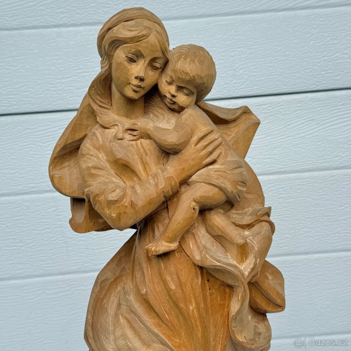 Dřevěná socha Panna Marie s Ježíškem ruční řezba - 6