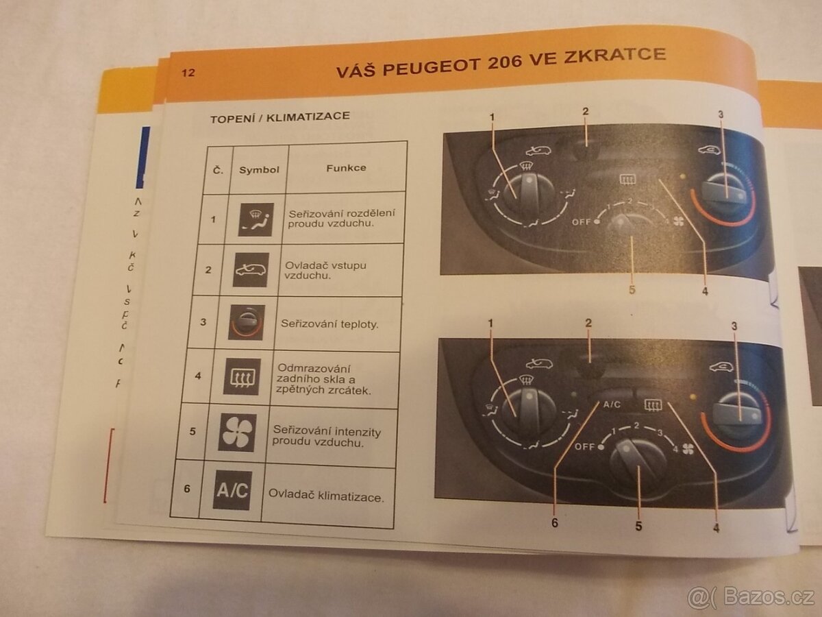 Peugeot 206 a 206SW příručka na obsluhu česky návod uživatel - 6