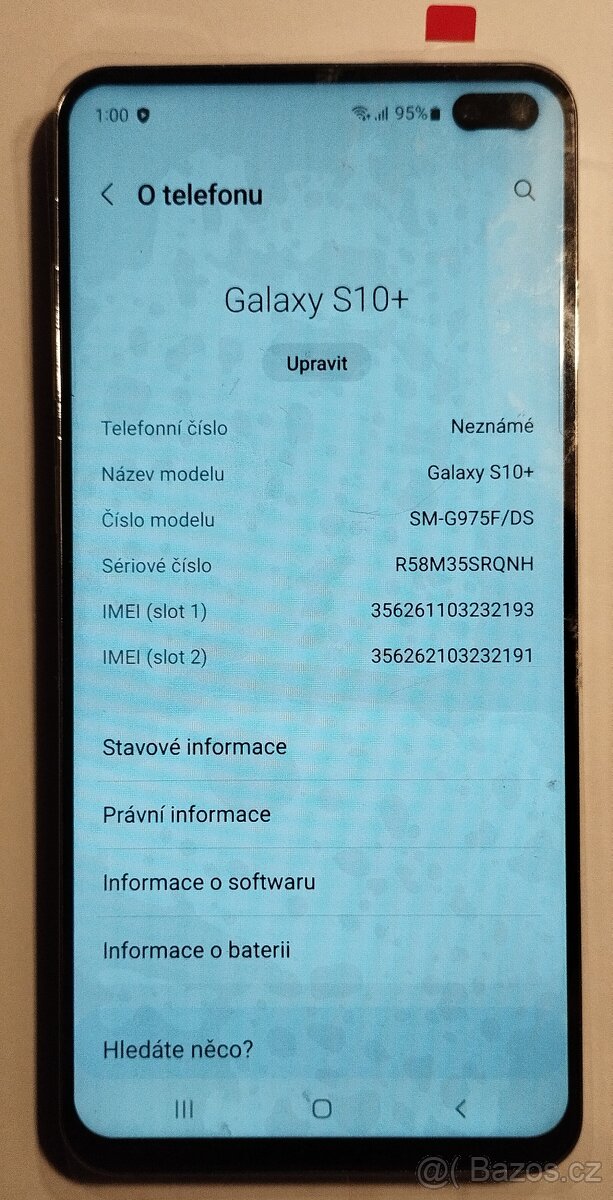 Prodám mobil Samsung Galaxy S10+ 8GB/128GB, černý, Stav A - 6