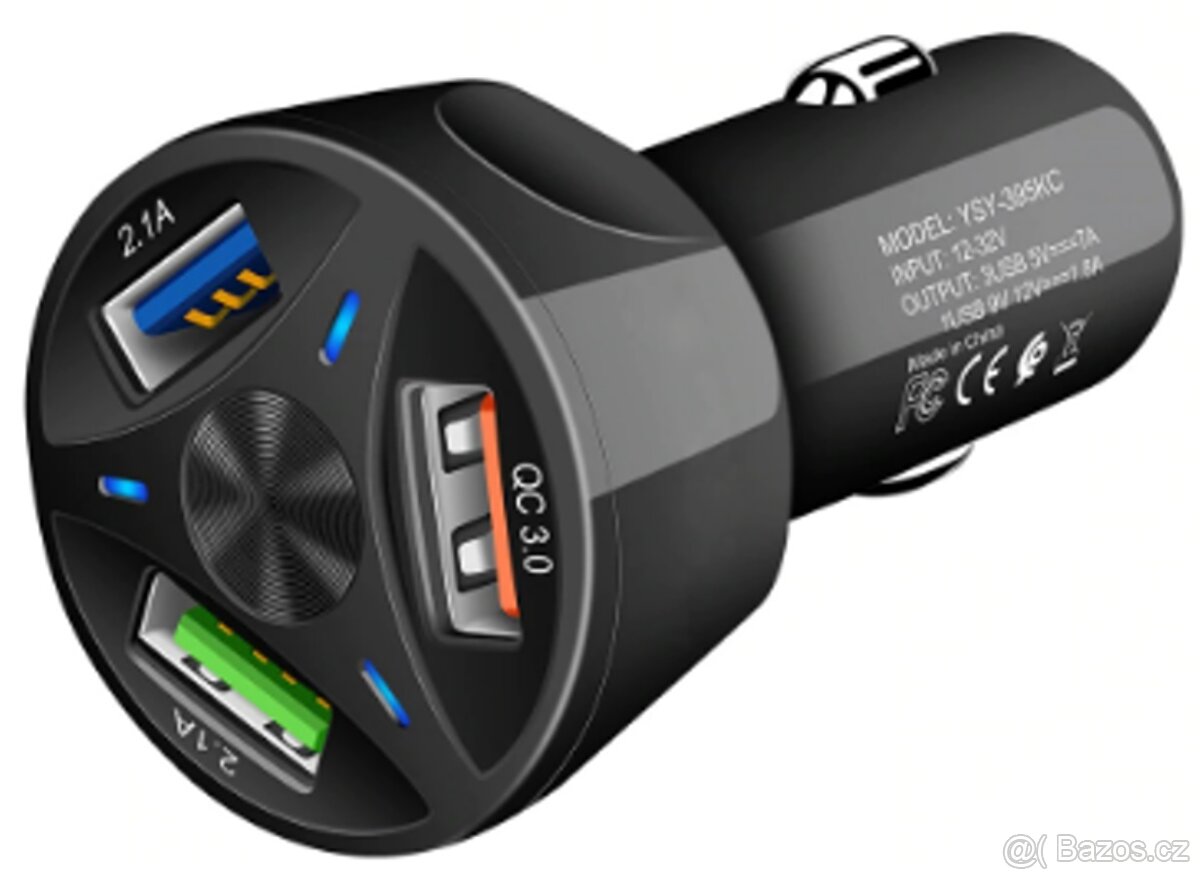 CL USB rychlonabíječky do auta, s LCD, podsvícením, QuickCh3 - 6