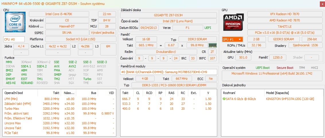 HERNÍ PC i5-4670K / XFX Radeon 2GB / 16GB RAM / SSD+1TB - 6