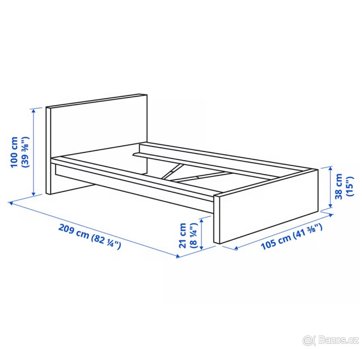 Ikea malm postel 90 200 matrace rost - 6