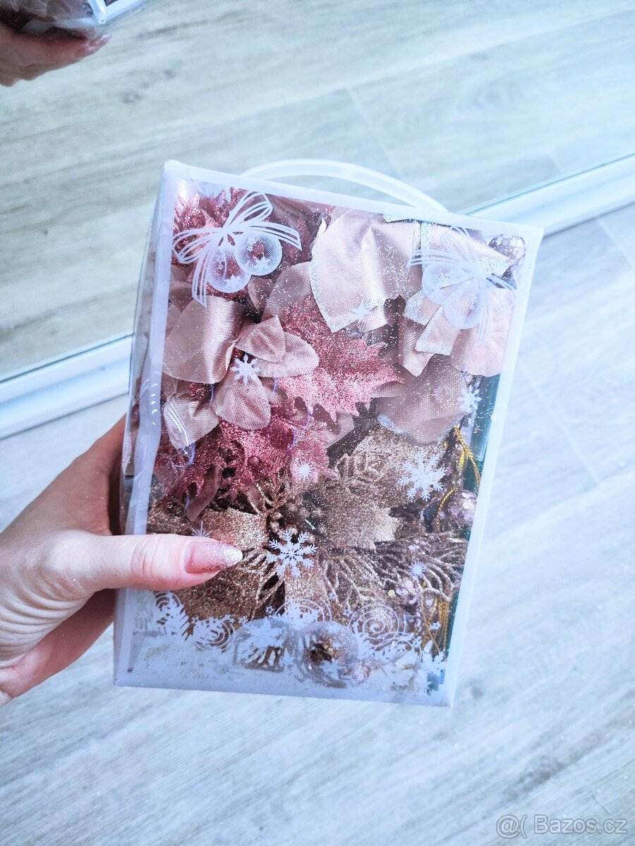 Vánoční ozdoby, květ, vločka,m. Různé barvy - 6