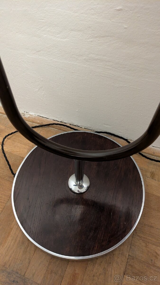 Funkcionalismus - starožitná chrom lampa + sklo Egermann - 6