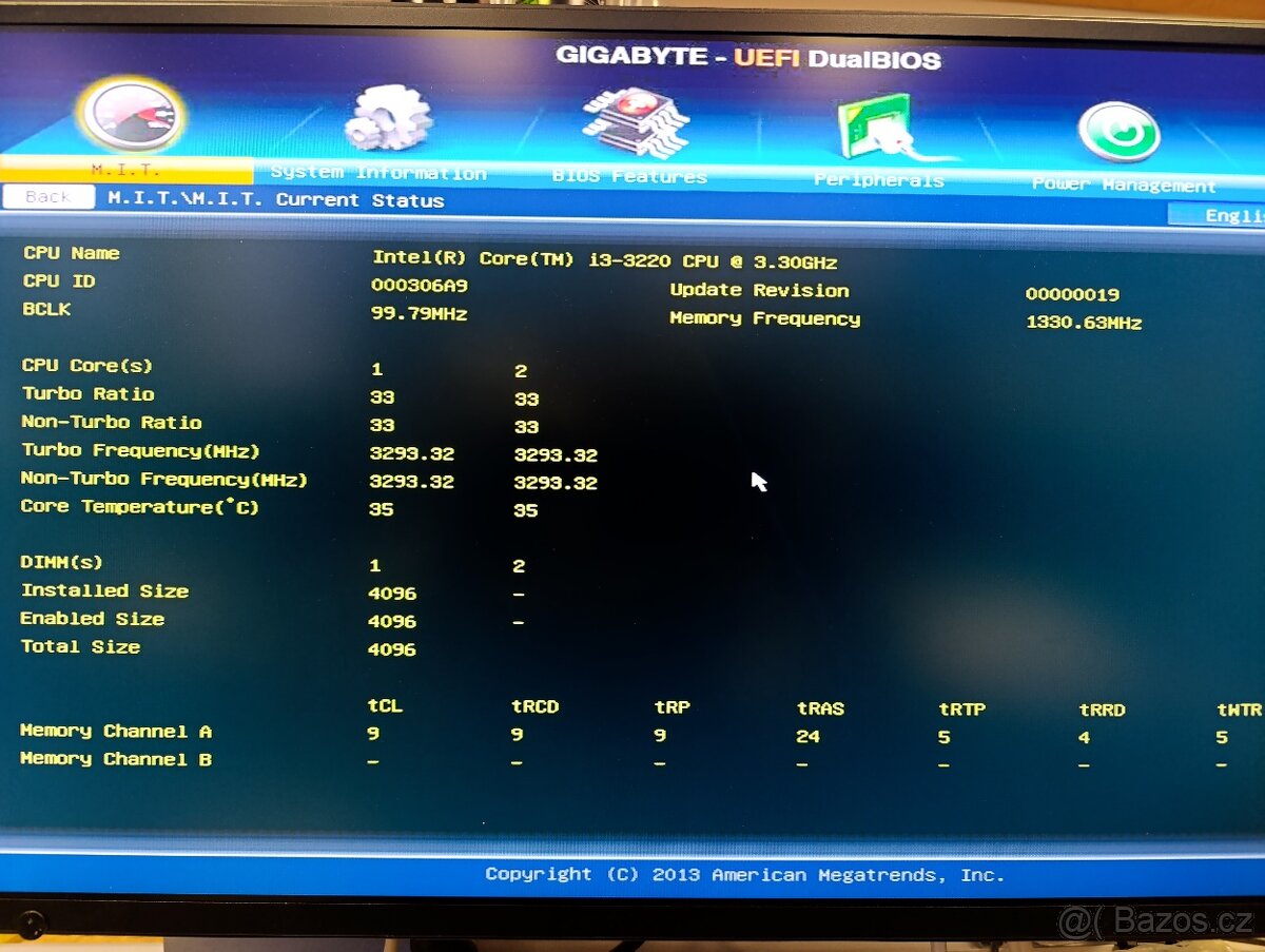Gigabyte GA-H61MA-D2V, + CPU i3-3220, RAM 4GB DDR3 - 6