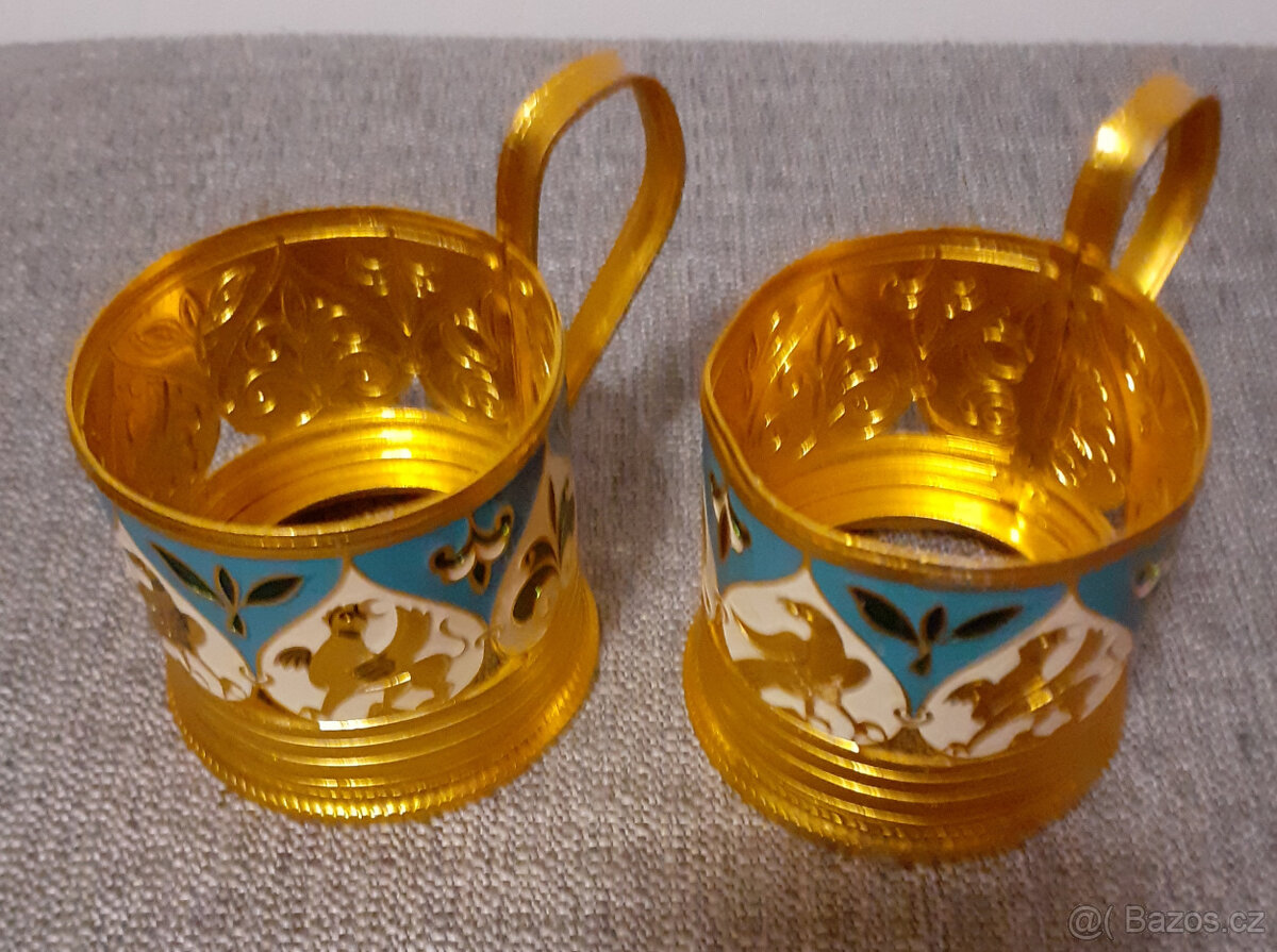 Retro ruské kovové držáky na skleničky "podstakanniky" - 6