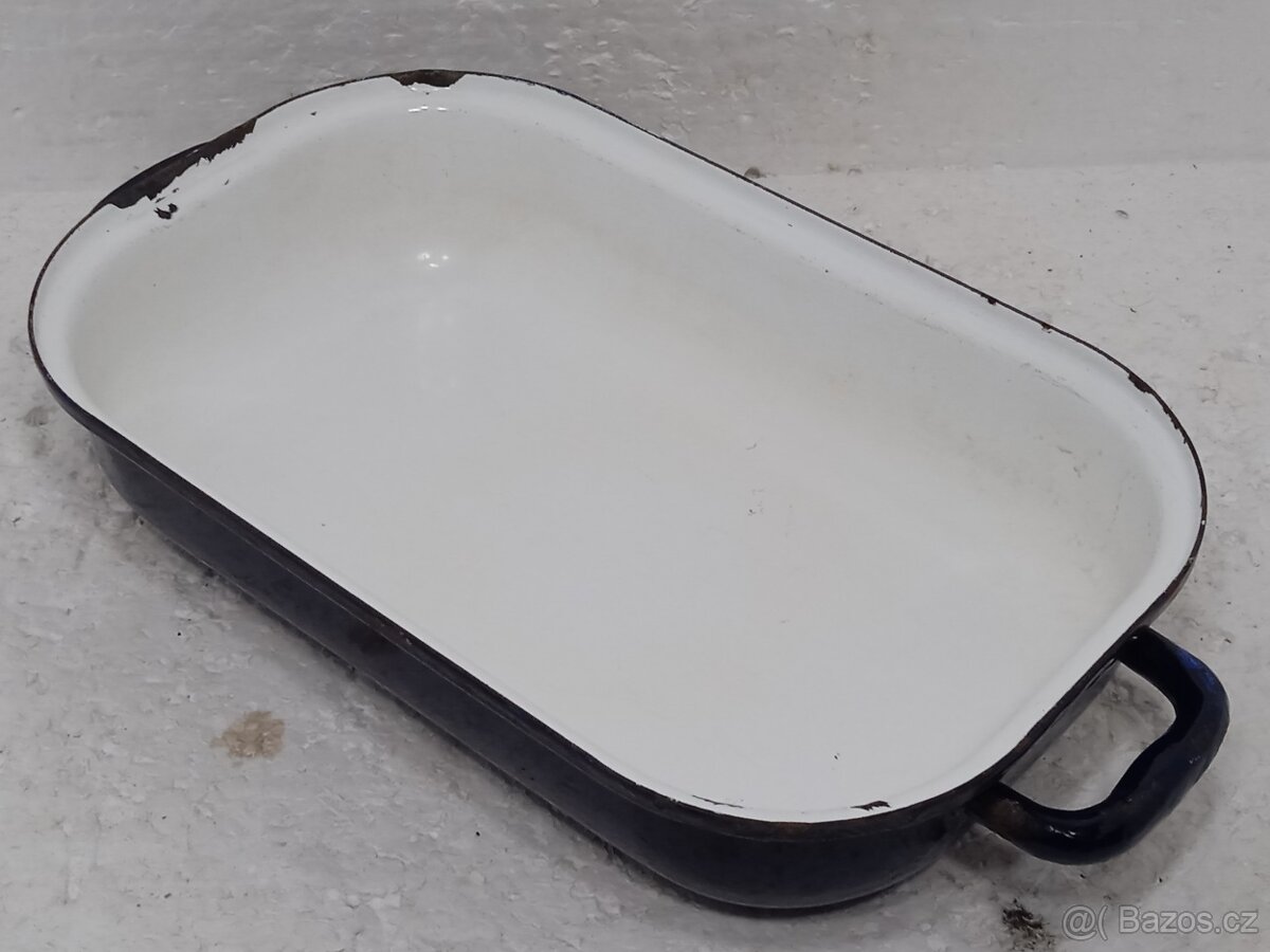 Starý modrý smaltovaný pekáč ČSSR - 6