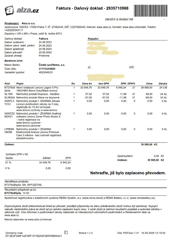 Lenovo Legion 5 Pro - 16ACH6H Storm Grey - kovový. JAKO NOV - 6