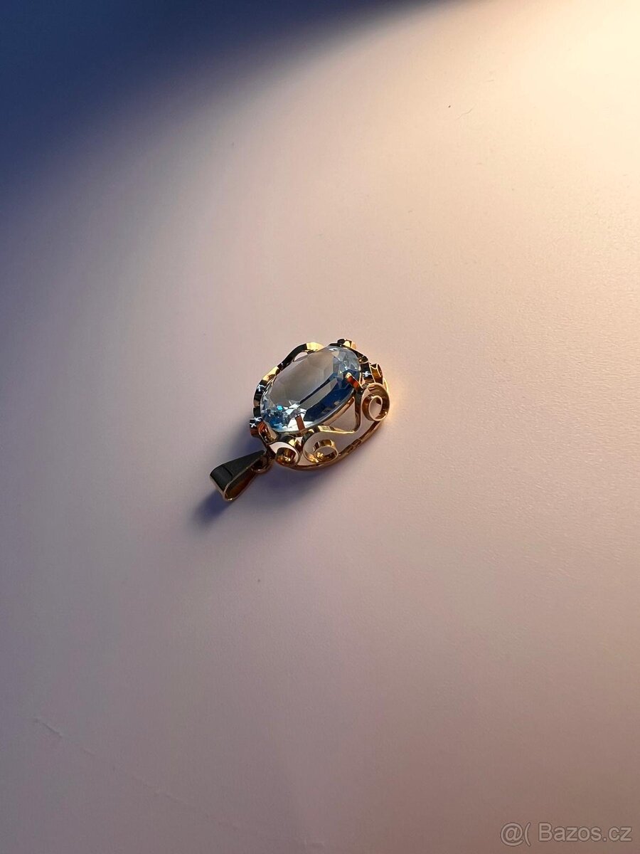 💎Krásný zlatý přívěsek s akvamarínem 585 – 4,44 g - 6