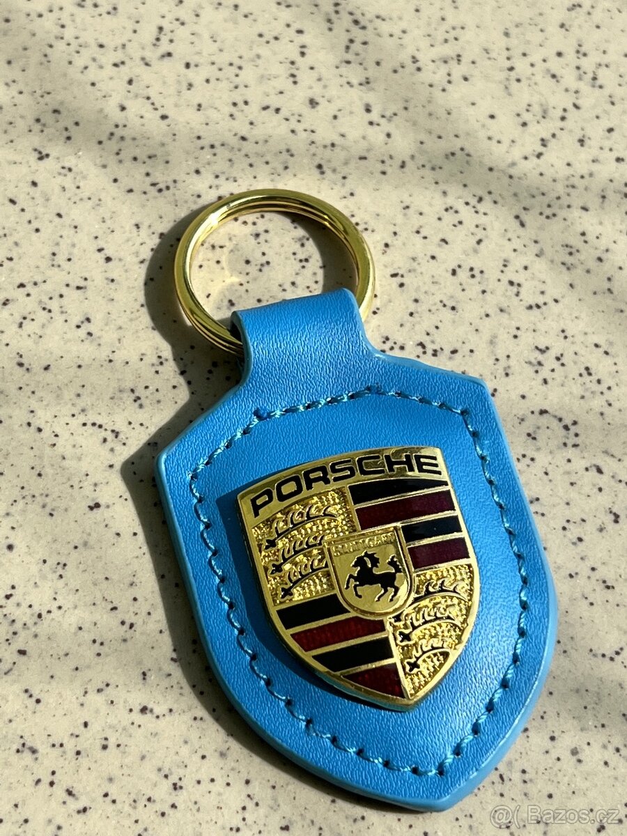 Modrá kožená klíčenka Porsche přívěšek na klíče - NOVÁ - 6
