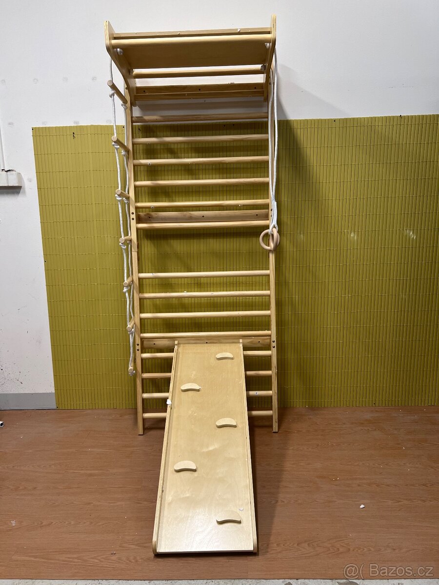 Perfektní dřevěná žebřina s doplňky – nová, nepoužitá, skvěl - 6