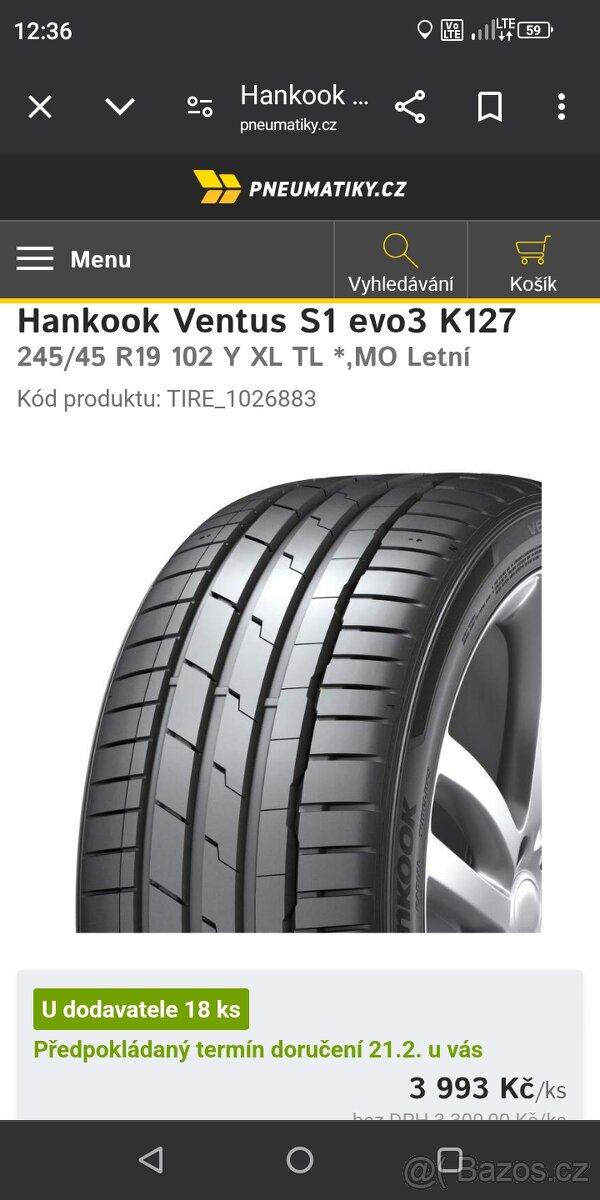 245/45 R19 XL Nové Hankook letní - 6