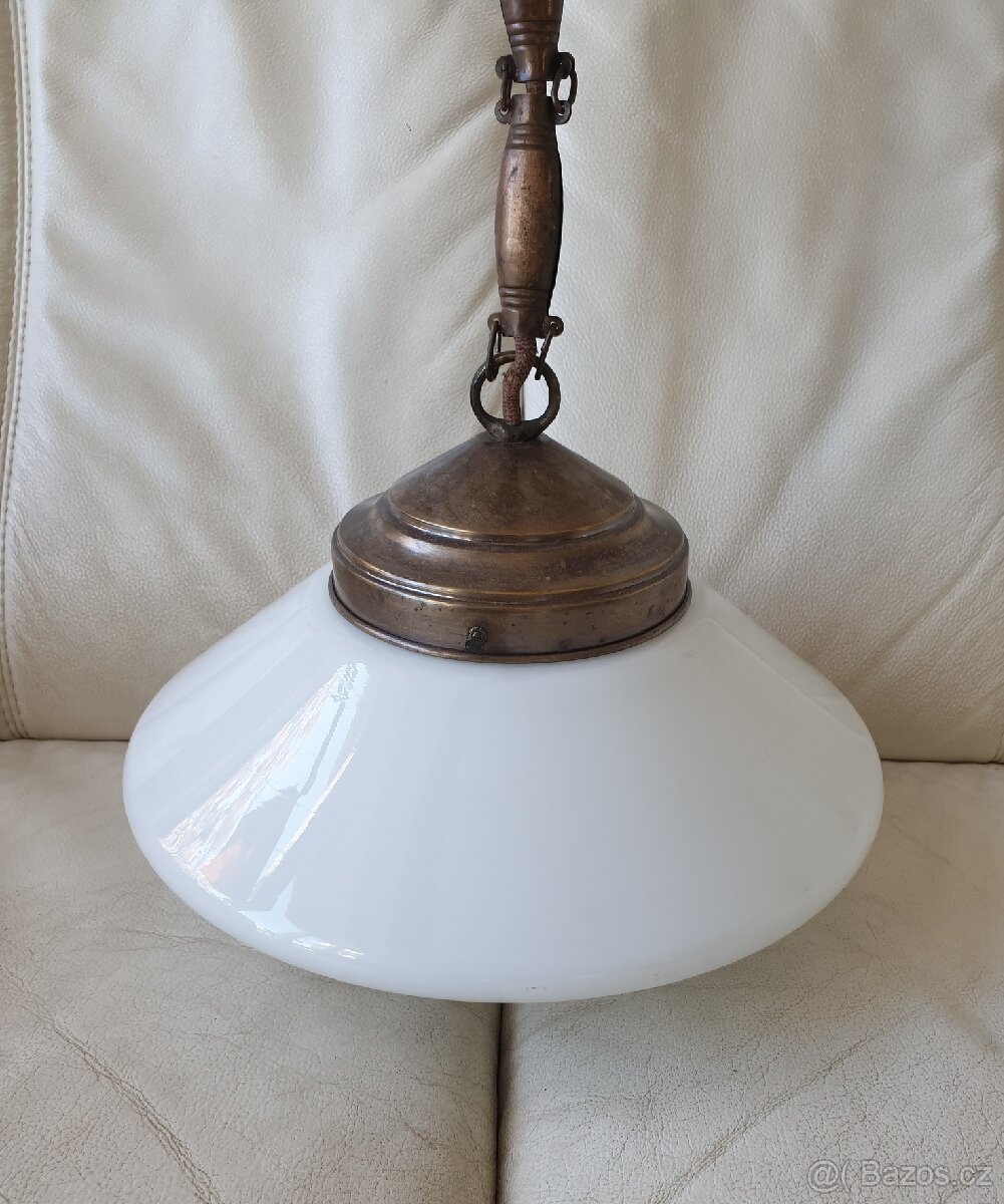 Starožitný lustr art deco řetěz stupňovitý širm - 6