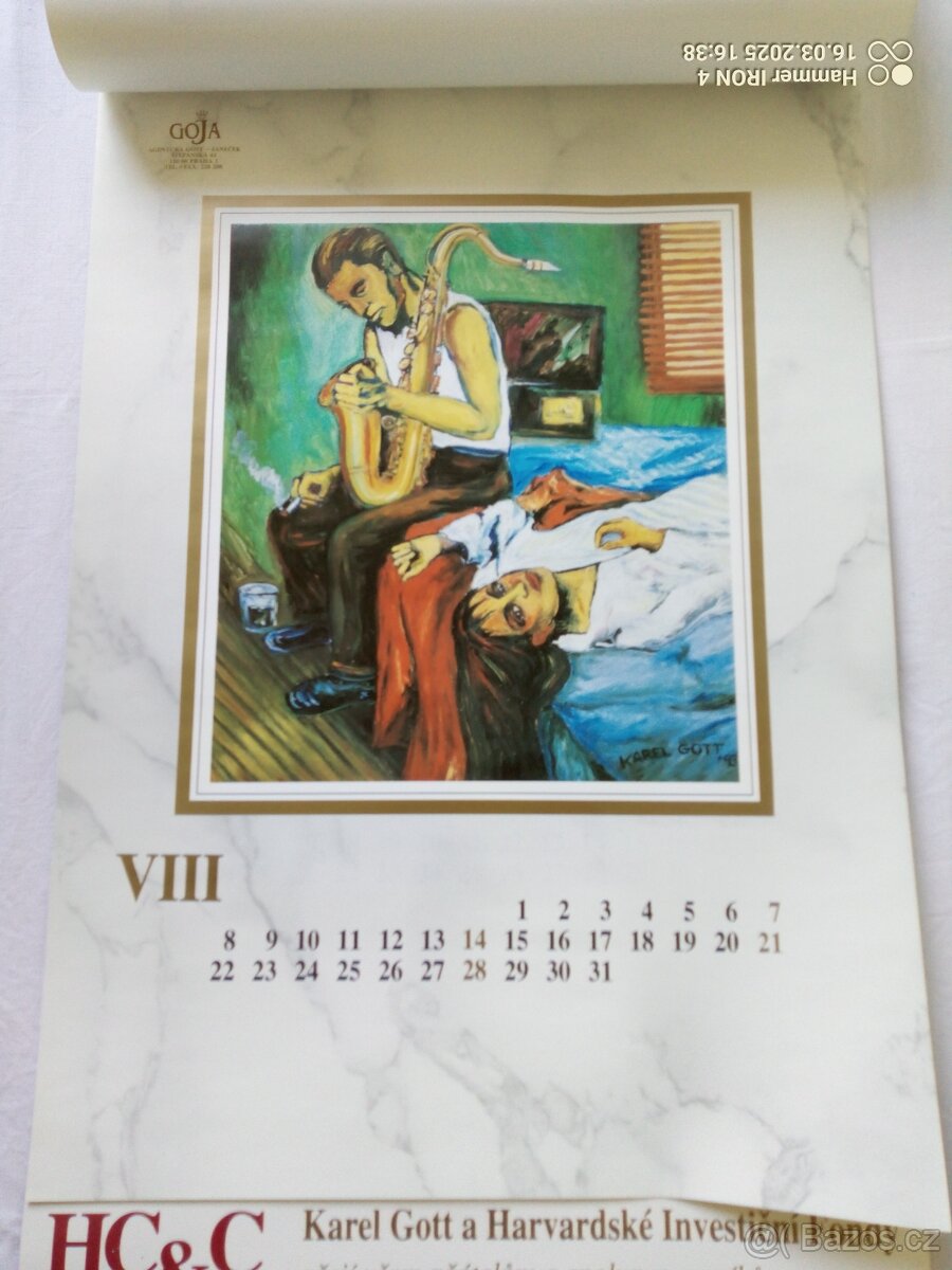 Karel Gott obrazy -kalendář z roku 1994 - 6