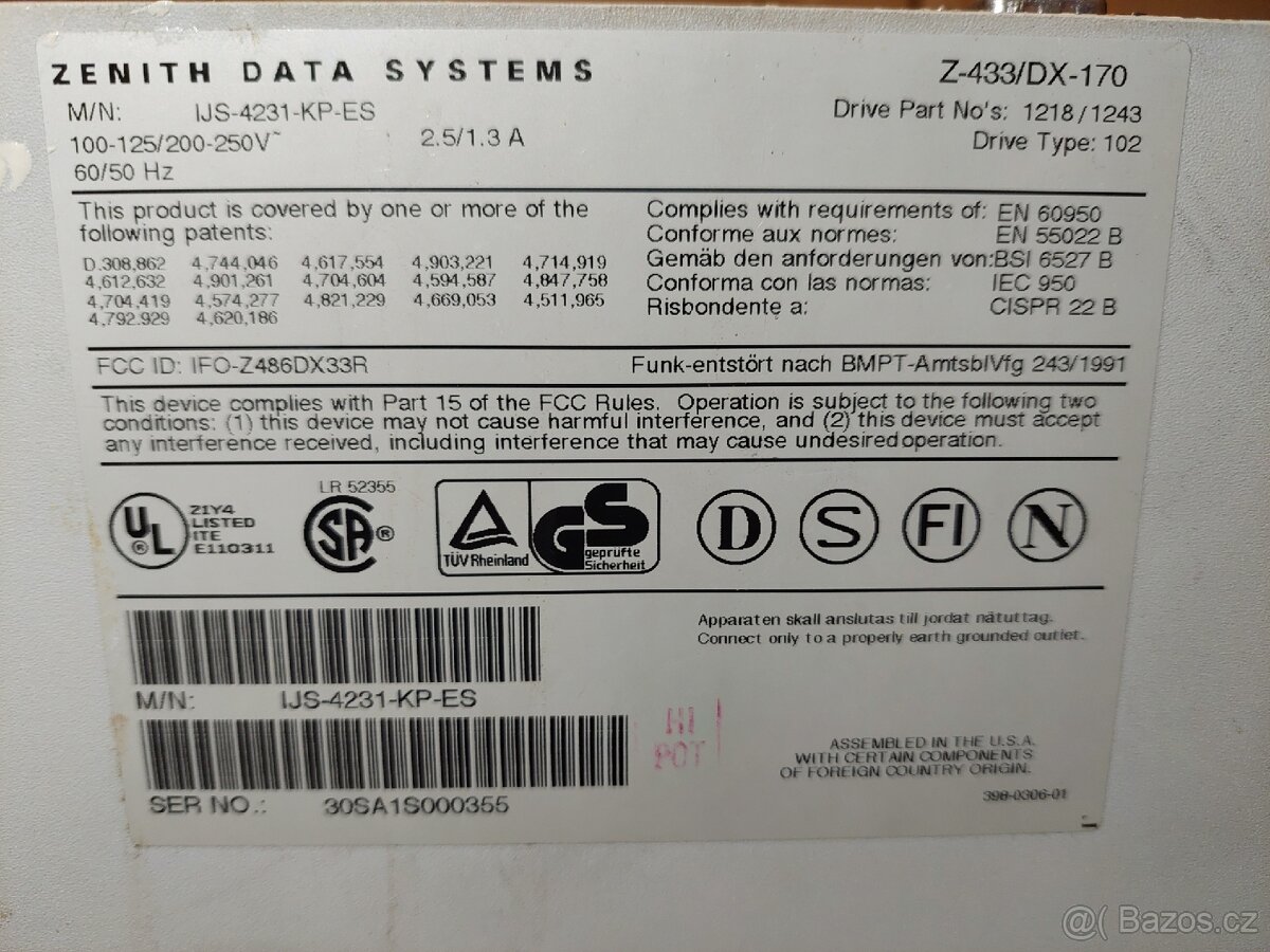 Starý retro PC zenith data systems Z-433/DX - 6