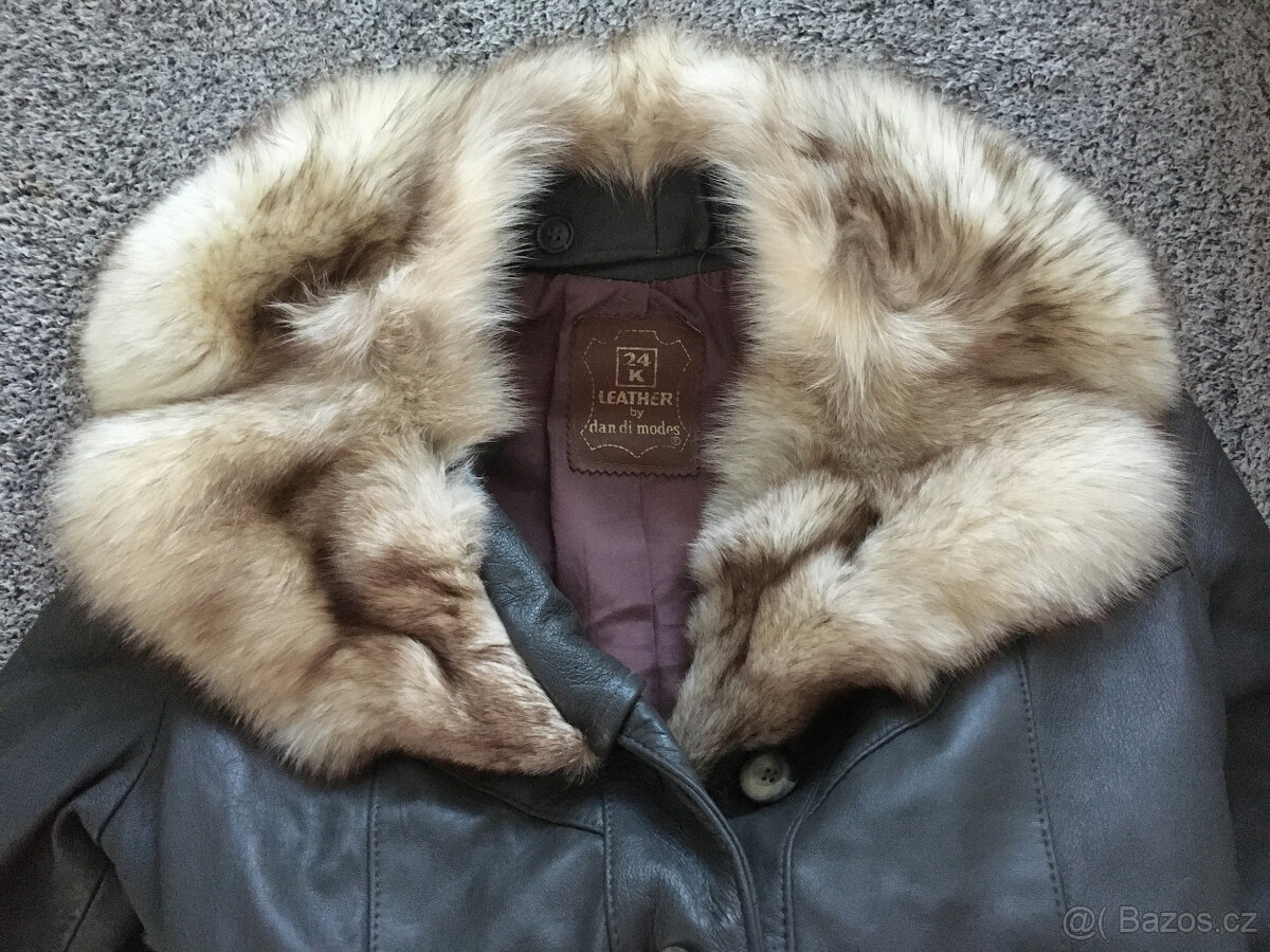 Kožený dámský kabát s pravým liščím límcem - 6