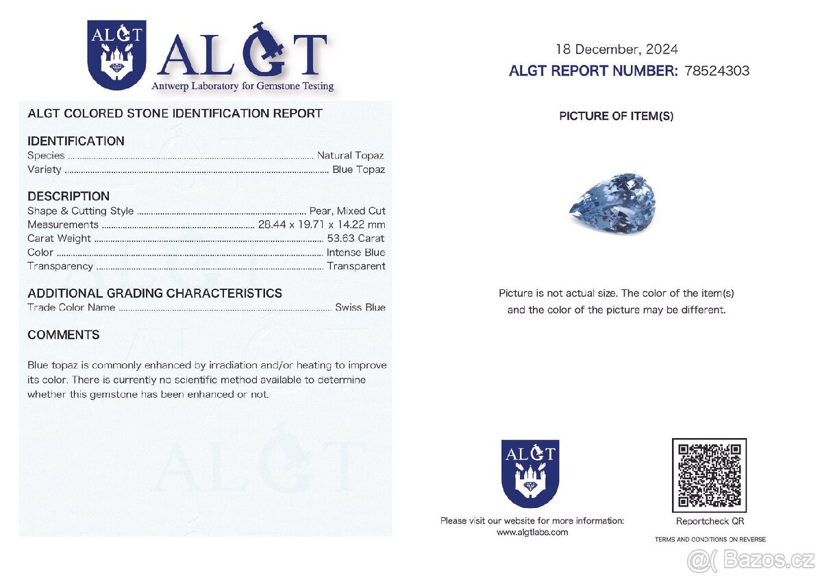 DIAMANTOVÝ PŘÍVĚSEK TOPAZ 53.63ct. TOP - 6