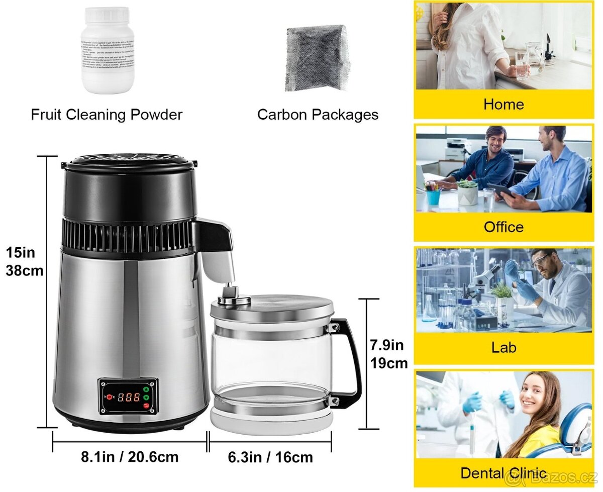 Nový nerezový destilátor vody s displejem - 4l, 750W - 6