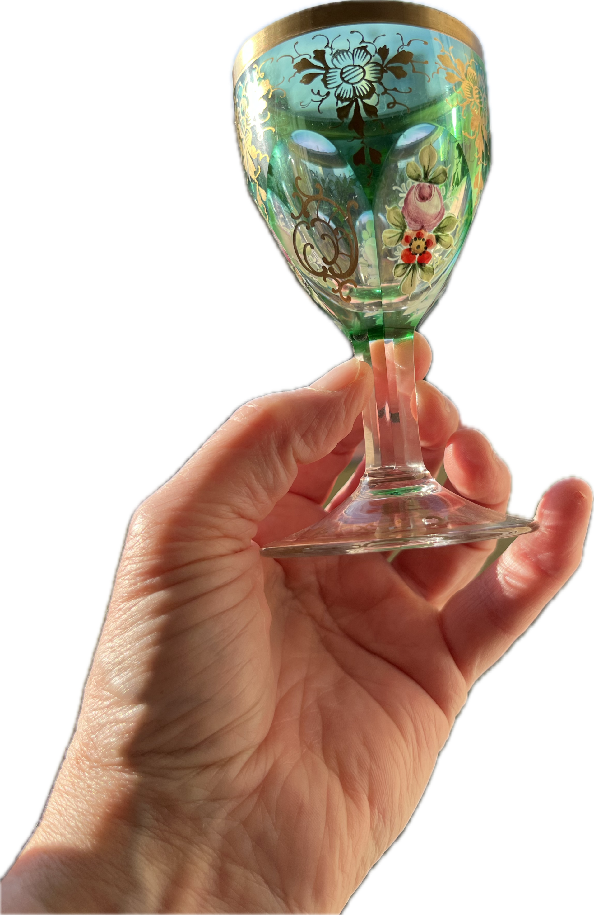 malované zelené skleničky - 6