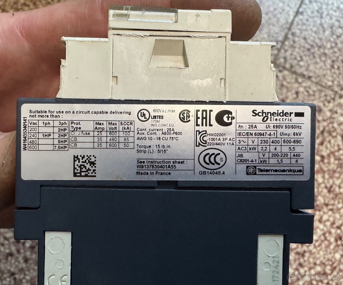 Stykače schneider eletric, proudový chránič eaton 40a - 6