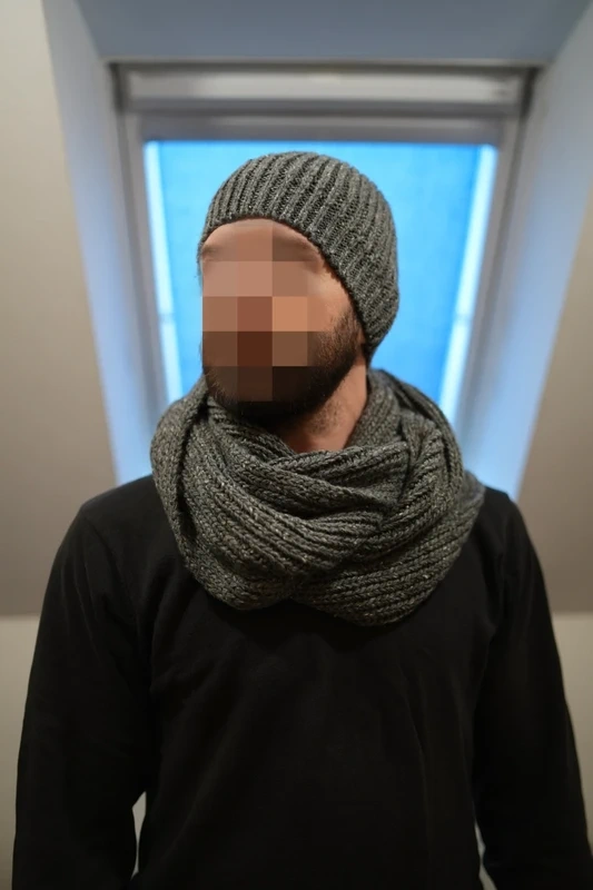 Čepice a šál – šedé, unisex - 6