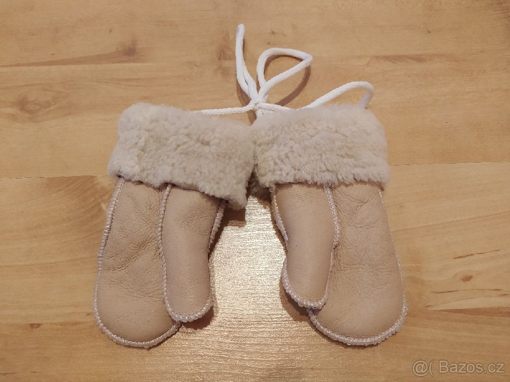 Set kožené rukavičky a botky s ovčí vlnou - 6