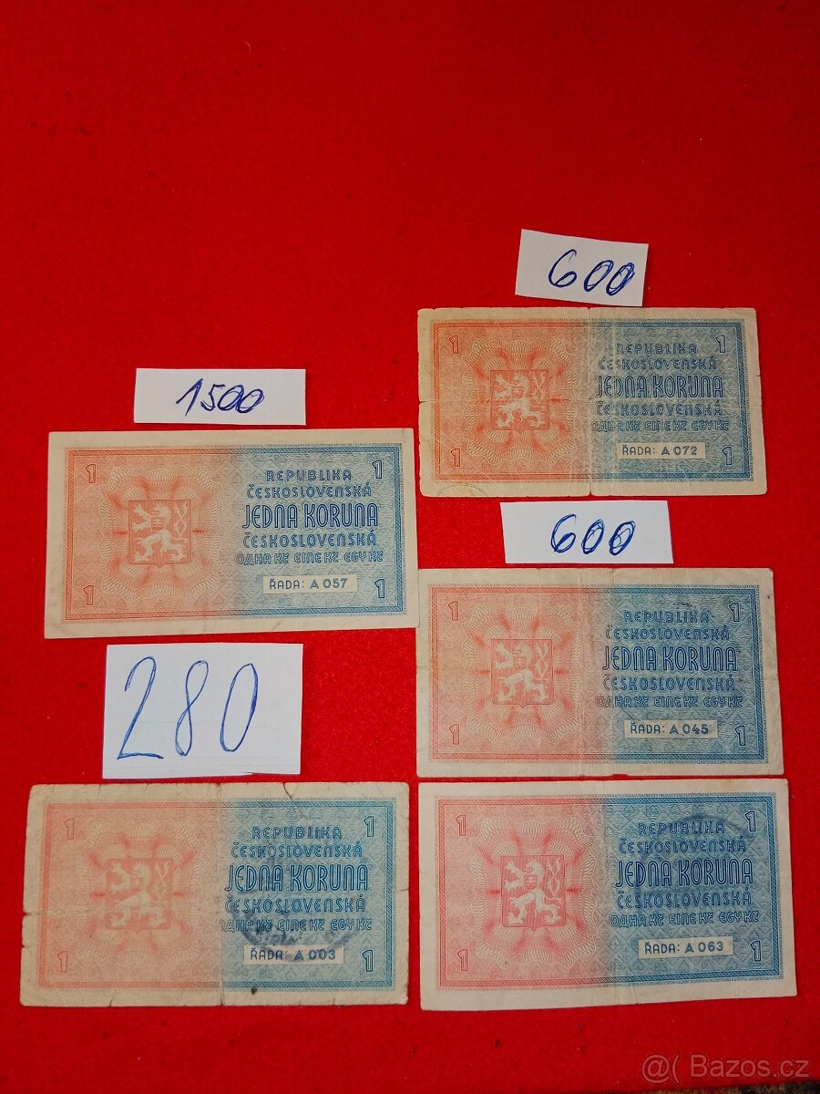 Protektorát Čechy a Morava první část cena za kus u bankovek - 6