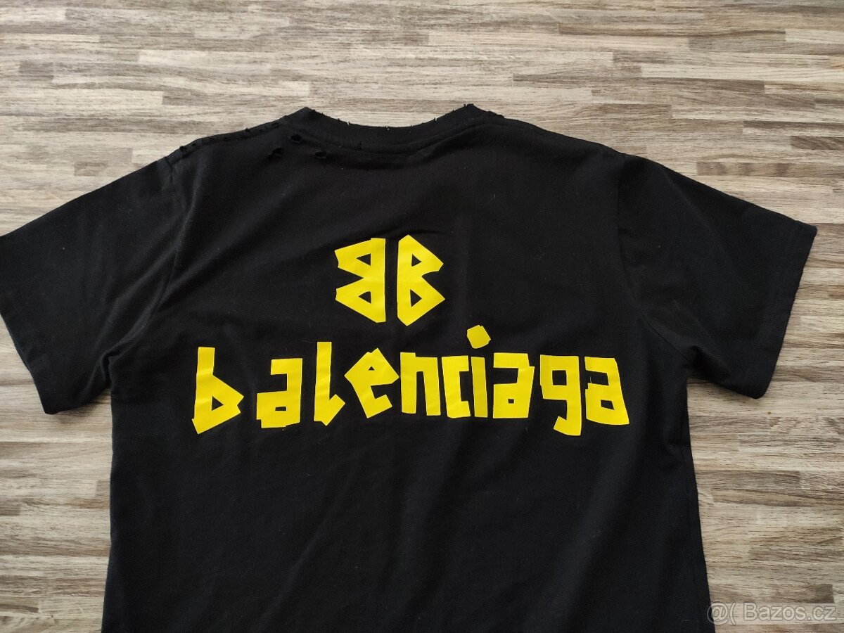 Černé tričko s nápisem Balenciaga - 6
