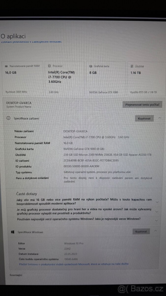 Herní PC | I7 7700 | GTX 1080 8GB | 16GB RAM - 6