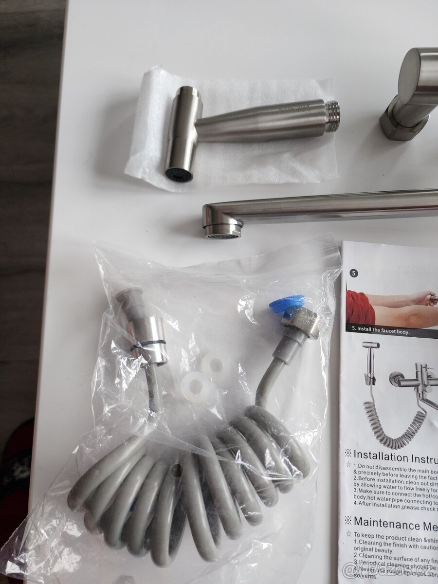 Nástěnná kuchyňská baterie SUS304 se sprškou - 6