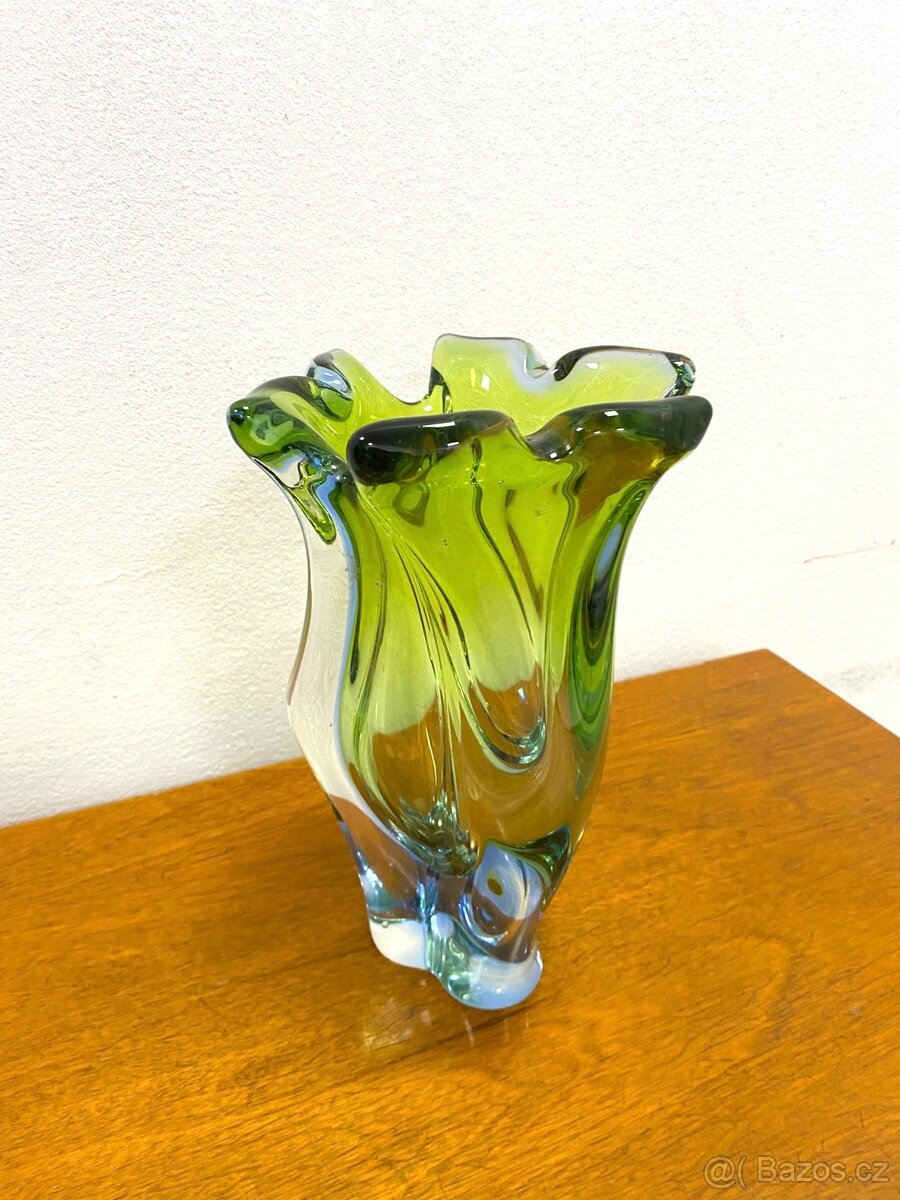 Retro váza hutní sklo 60. léta - 6