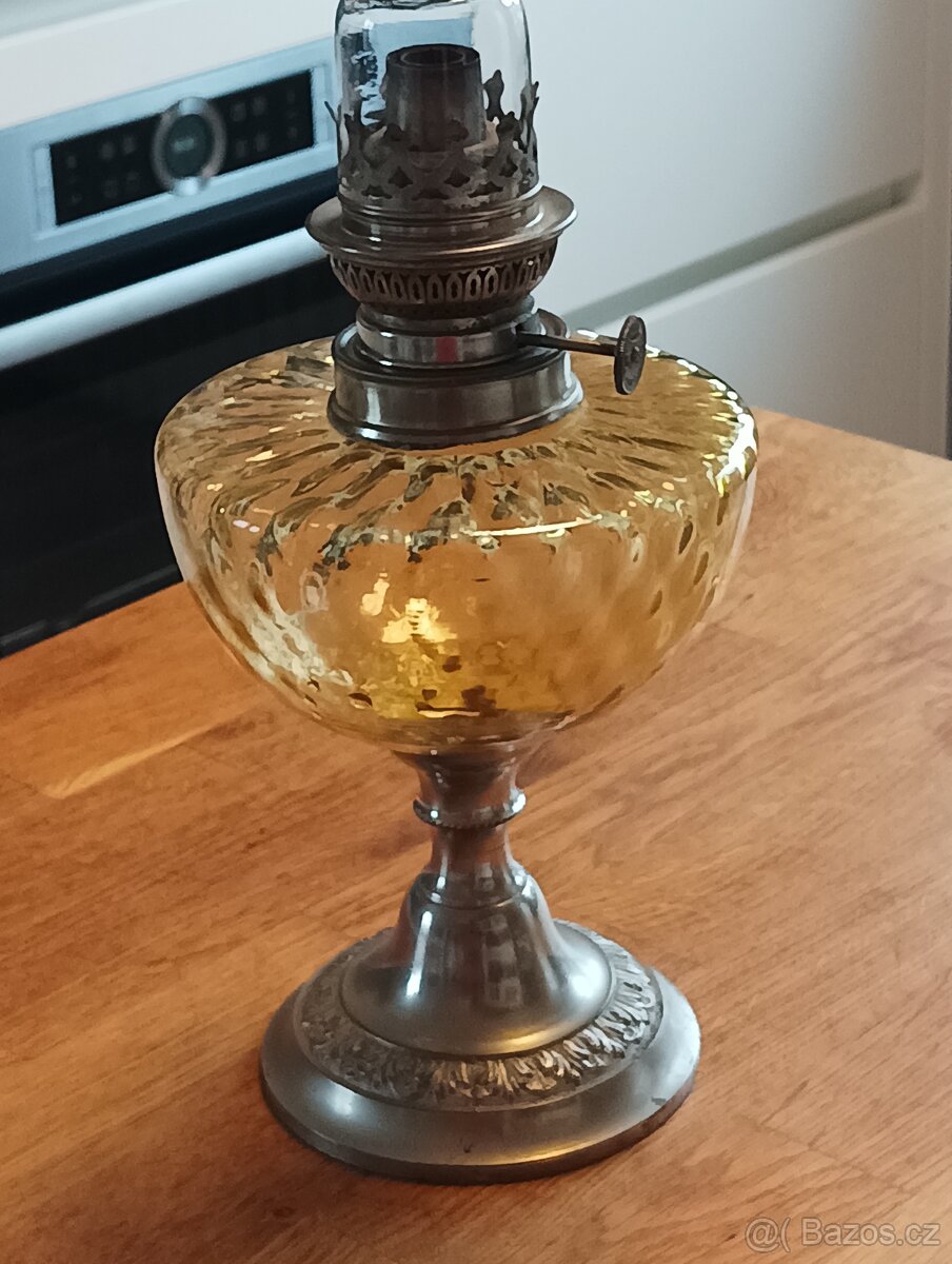 ART DECO STAROŽITNÁ PETROLEJOVÁ LAMPA UNIS PARIS KOLEM 1920 - 6