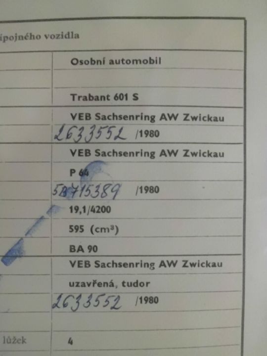 Staré Techničáky pro TRABANTY 601 - 601 S - 601 COMBI - 6