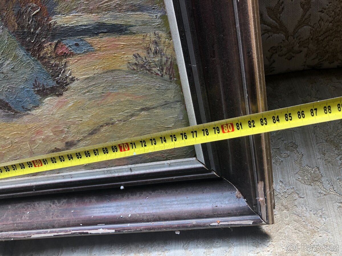 Obraz zimní krajina, olej na desce 115x80cm - 6