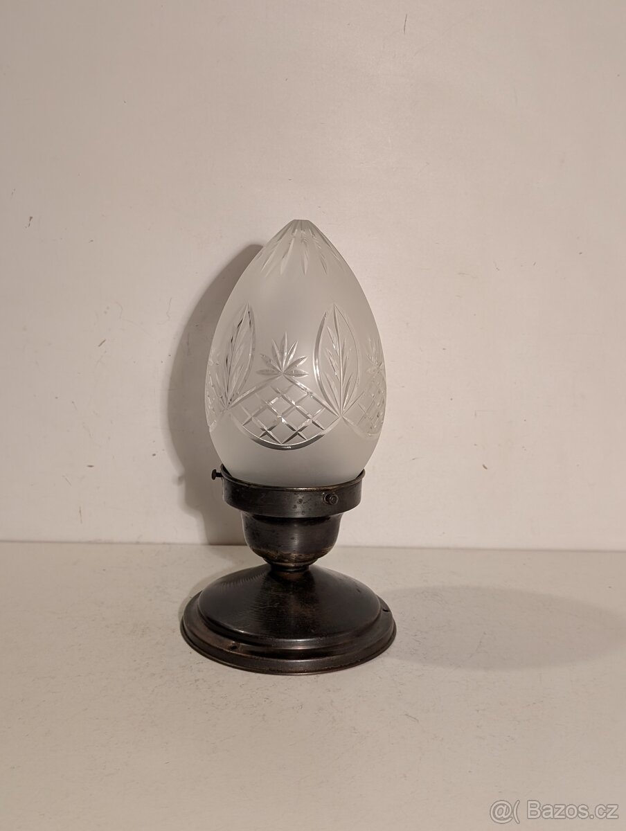 mosazný secesní lustr vybrušované matové stínidlo až 2ks - 6