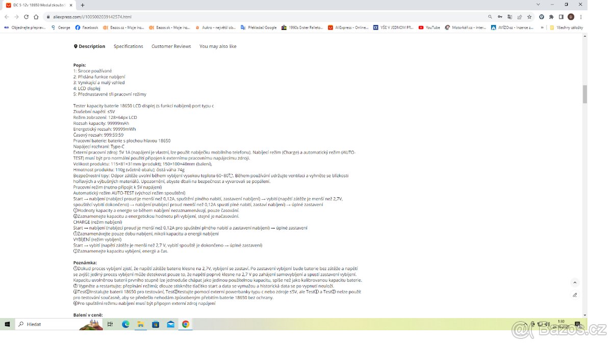 Tester kapacity baterie li-ion 18650 + powerbank - 6