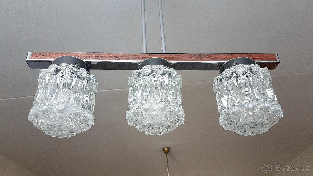 Lustr z broušeného skla, chrom Brusel ČSSR - 6