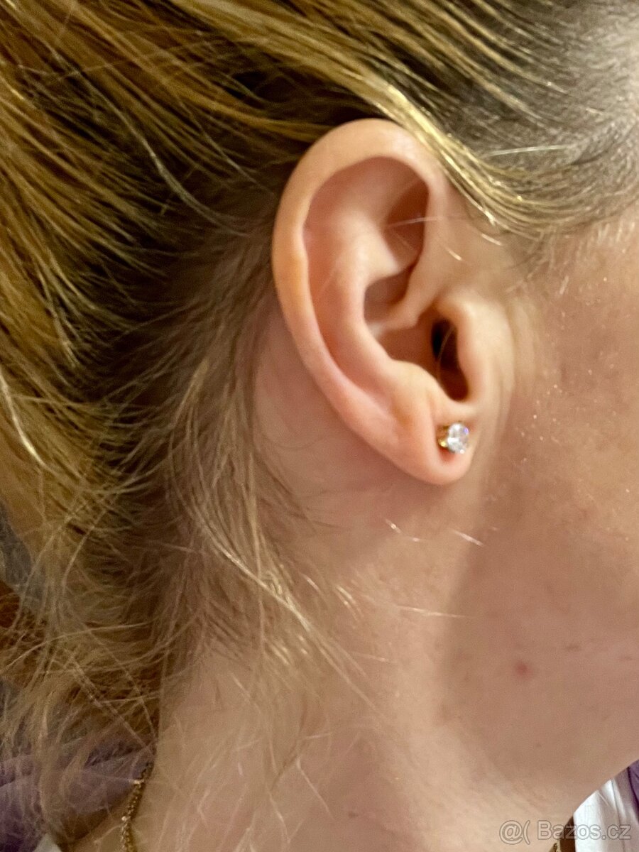 Tachyonové pozlacené náušnice se zirkony - 6