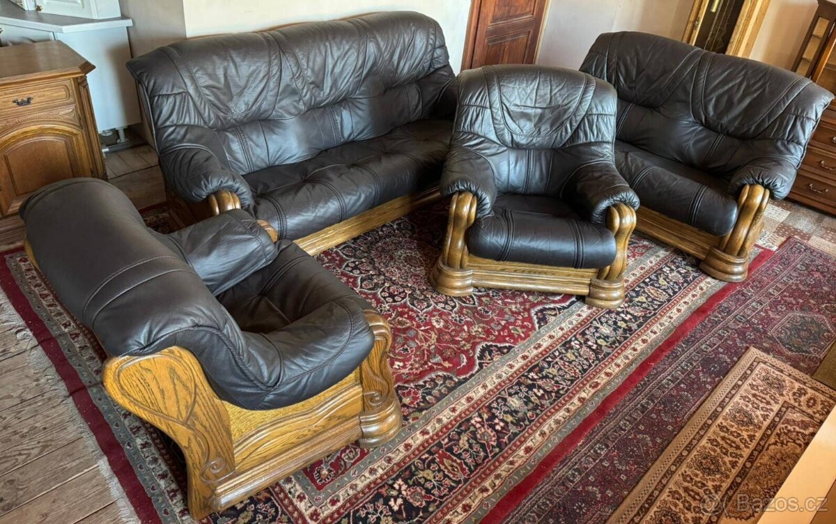 Rustikální kožená sedací souprava,6089 - 6