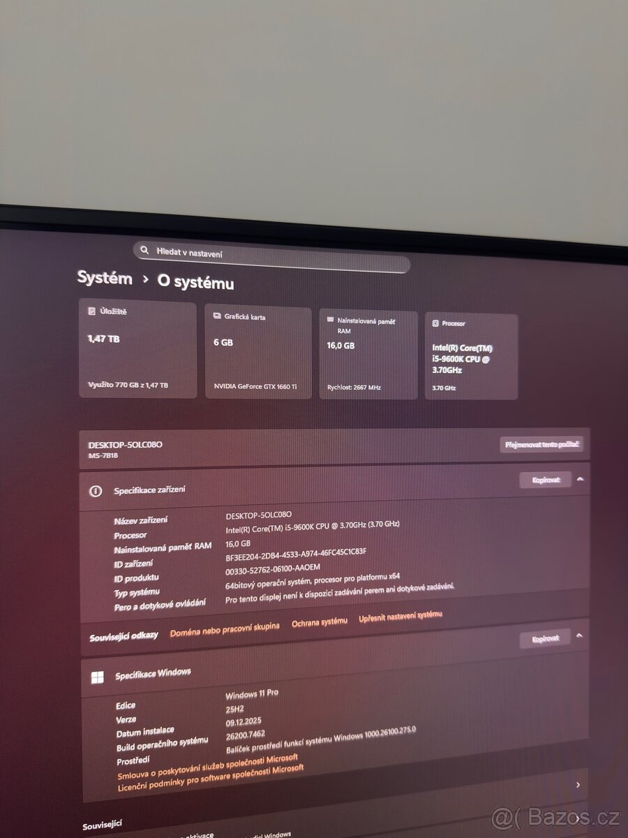 Herní PC - 1660 TI - i5 9600K - 1,5 TB - 16 GB RAM - 6
