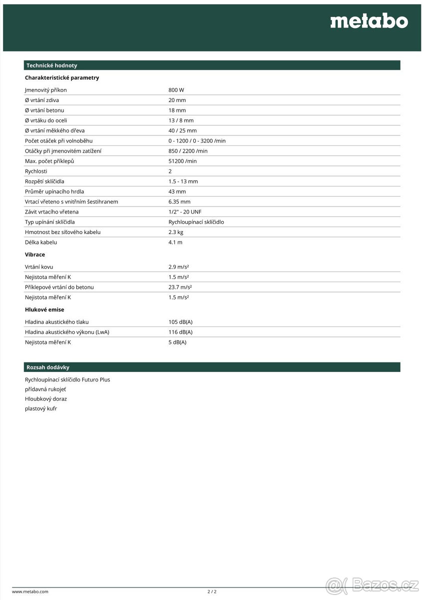 Prodám vrtačku Metabo SBE 800-2 - 6